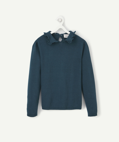 Outlet radius - GREEN JUMPER WITH A HIGH FRILLY NECK