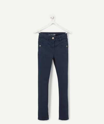 BOTTOMS radius - L�A GIRLS' SUPER SKINNY NAVY BLUE TROUSERS WITH EMBROIDERY