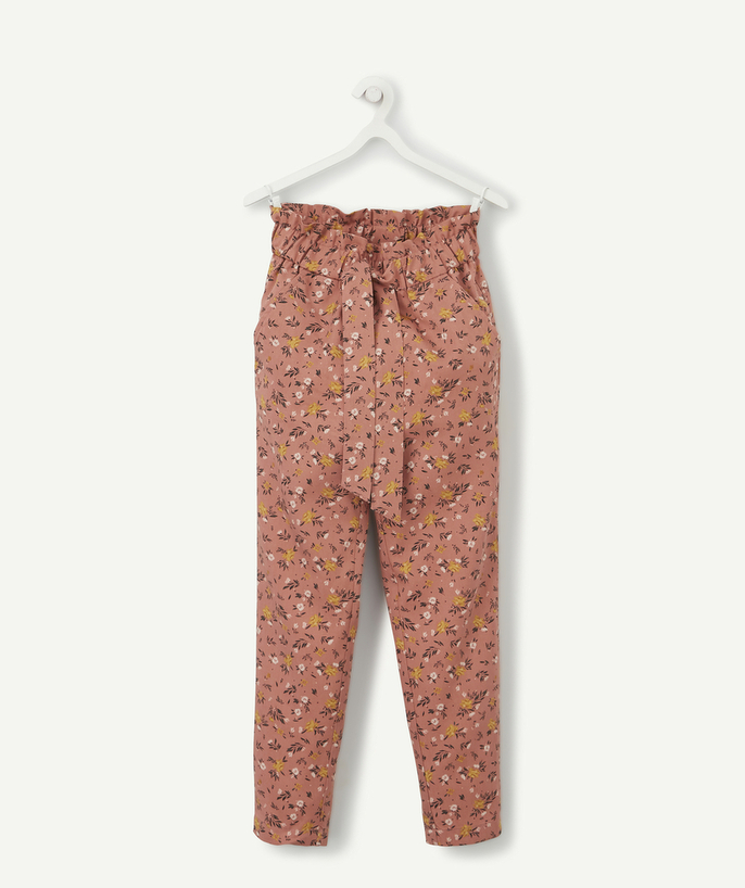 BOTTOMS radius - PINK FLOWER-PATTERN TROUSERS IN ECO-FRIENDLY VISCOSE