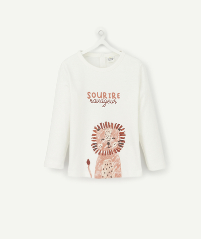 Basics radius - BABY BOYS' LONG-SLEEVED LION T-SHIRT IN RECYCLED COTTON