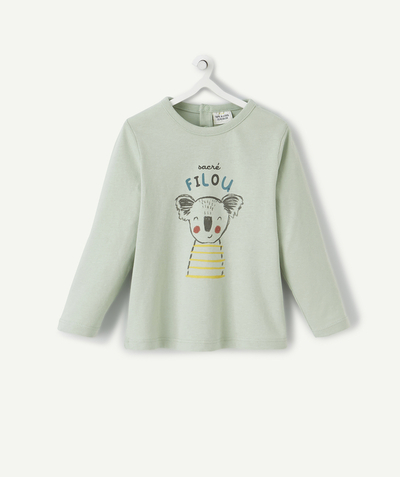 Baby-boy radius - GREEN T-SHIRT IN RECYCLED COTTON WITH A FLOCKED KOALA