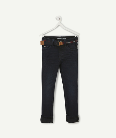 jeans Tao Categories - LOUIS BOYS' SKINNY BLACK LESS WATER JEANS WITH BELT