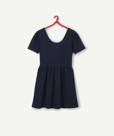 Teen girls' clothing Tao Categories - NAVY BLUE OPENWORK DRESS
