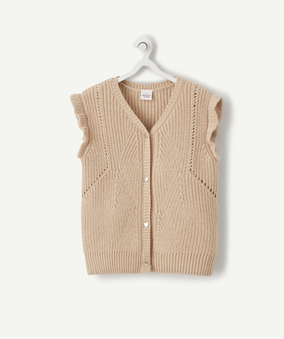 Girl radius - BEIGE SEQUINNED KNITTED JACKET WITH SHORT SLEEVES