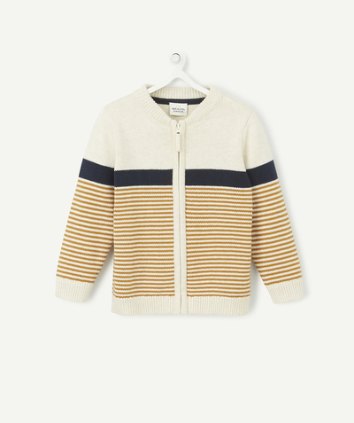 Cardigan radius - TRICOLOURED KNITTED JACKET WITH A ZIP