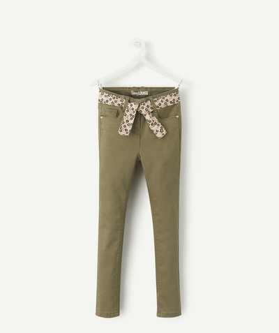 Trousers - jogging pants radius - GIRLS' LOUISE SKINNY JEANS WITH A FLORAL BELT