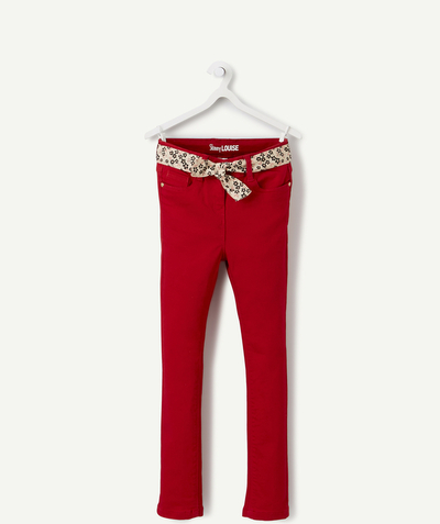Girl radius - GIRLS' LOUISE SKINNY RED JEANS WITH A FLORAL BELT