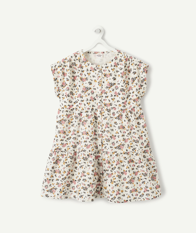 SETS radius - GIRLS' CREAM AND FLORAL PRINT BUTTONED COTTON DRESS