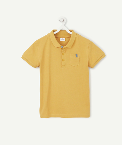Shirt - Polo radius - BOYS' YELLOW SHORT-SLEEVED COTTON PIQUE POLO SHIRT