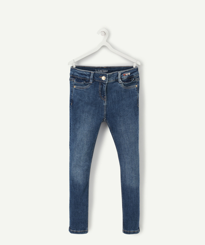 Girl radius - GIRLS' SLIM BLUE JEANS WITH FRILLY DETAILS