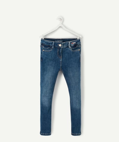 Trousers size + radius - GIRLS' SLIM BLUE JEANS WITH FRILLY DETAILS