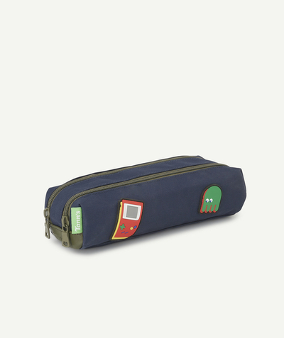 ECODESIGN radius - NAVY BLUE PENCIL CASE WITH COLOURFUL PATCHES
