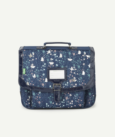 TANN’S ® radius - BLUE SATCHEL WITH SILVER BUTTERFLY AND FLORAL PRINT