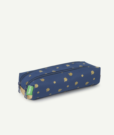 Back to school accessories radius - DOUBLE BLUE SCHOOL PENCIL CASE WITH GOLD POLKA DOTS