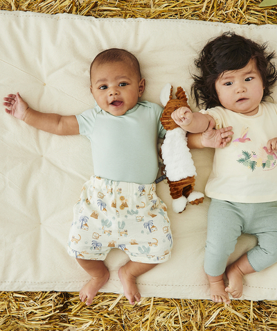 Baby-boy radius - BABIES' CREAM PRINTED BERMUDA SHORTS IN ORGANIC COTTON
