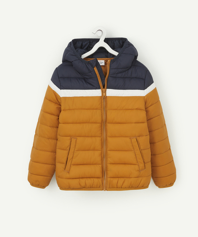 Boy radius - BOYS' OCHRE AND NAVY PUFFER JACKET WITH RECYCLED PADDING