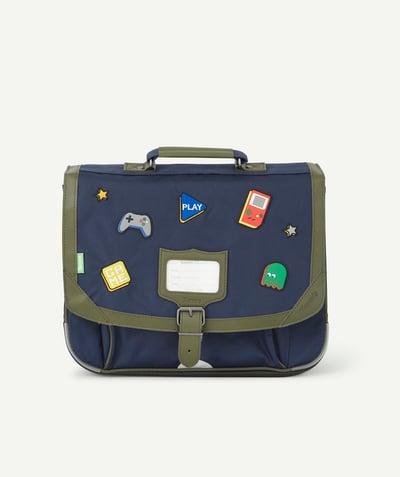 TANN’S ® radius - NAVY BLUE AND KHAKI SATCHEL WITH PATCHES