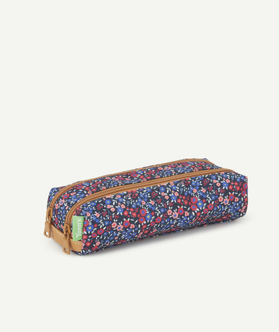 Christmas store radius - NAVY BLUE PENCIL CASE WITH PINK FLORAL PRINT