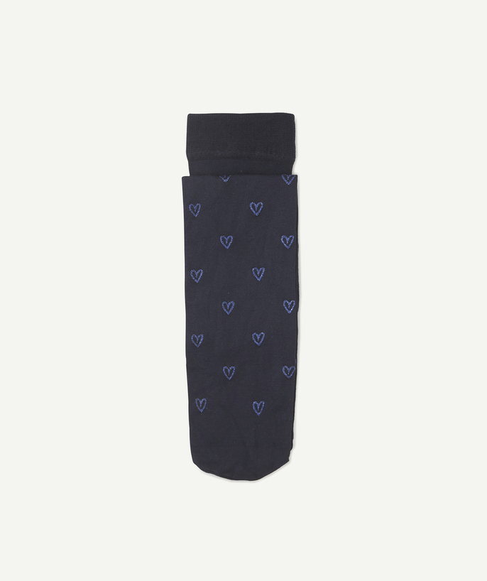 Baby-girl radius - NAVY BLUE VOILE TIGHTS WITH A HEART PRINT