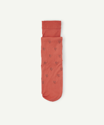 Baby-girl radius - RED VOILE TIGHTS WITH EMBROIDERED HEARTS