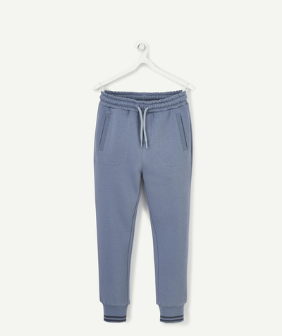 BOTTOMS radius - BOYS' BLUE FLEECE JOGGERS WITH CORDS AND POCKETS