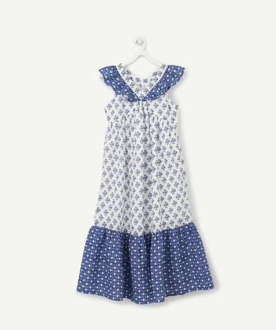 Private sales radius - LONG BLUE AND WHITE PRINTED DRESS