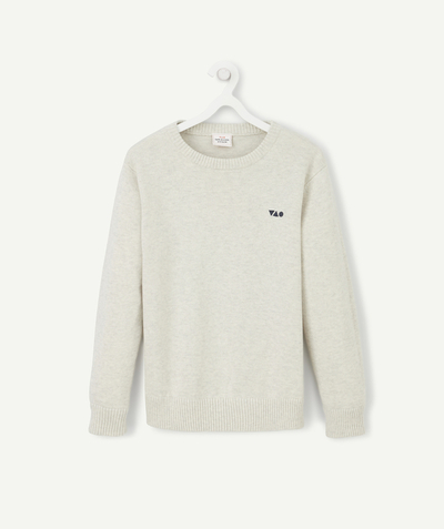 Pullover - Cardigan radius - GREY COTTON JUMPER WITH AN EMBROIDERED LOGO