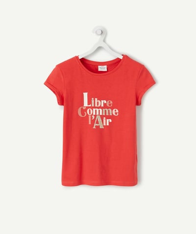 T-shirt Rayon - LE T-SHIRT ROSE EN COTON BIOLOGIQUE AVEC MESSAGE PAILLETÉ
