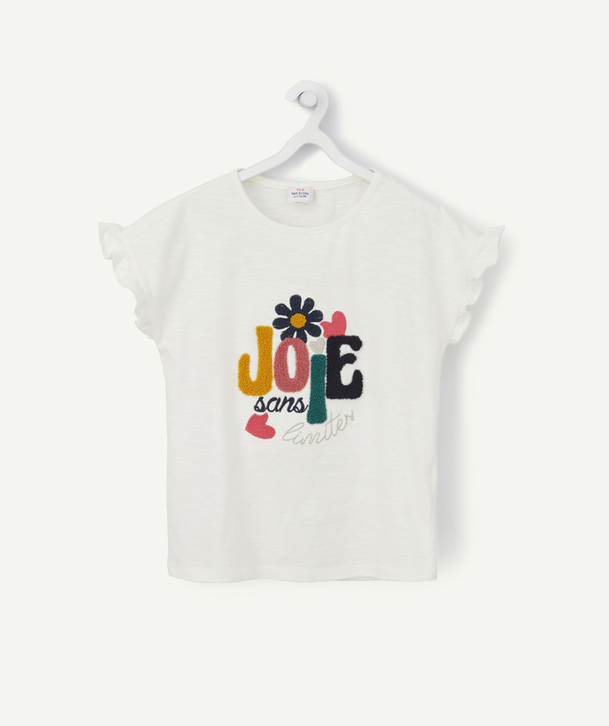 T-shirt Rayon - LE T-SHIRT ÉCRU EN COTON BIOLOGIQUE AVEC MESSAGE EN BOUCLETTE
