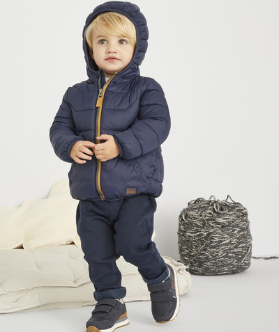 Nice and warm radius - BABY BOYS' NAVY BLUE PUFFER JACKET WITH RECYCLED PADDING