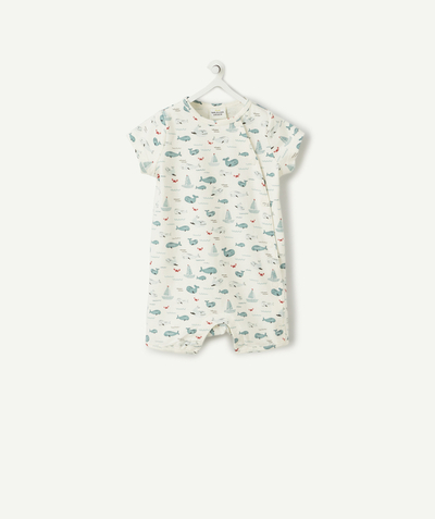 Sleepsuit - Pyjama radius - BABY BOYS' OCEAN PRINT SLEEPSUIT IN ORGANIC COTTON