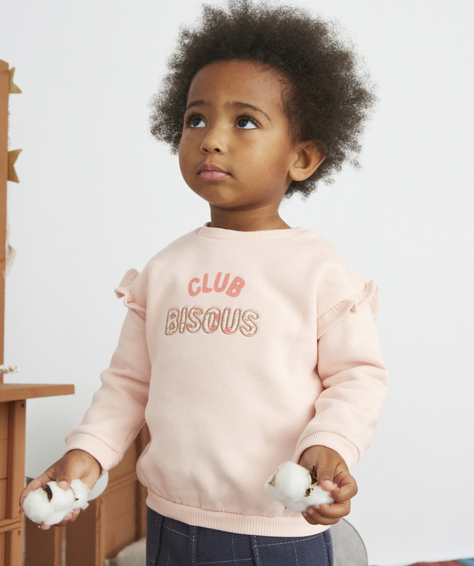 Cardigan - Pullover  radius - BABY GIRLS' PINK CLUB BISOUS SWEATSHIRT IN RECYCLED COTTON