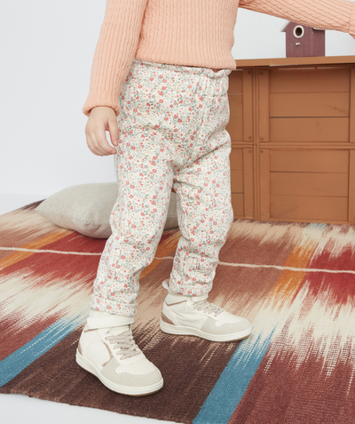 Comfortable fleece radius - BABY GIRLS' FLORAL JOGGERS MADE IN RECYCLED COTTON