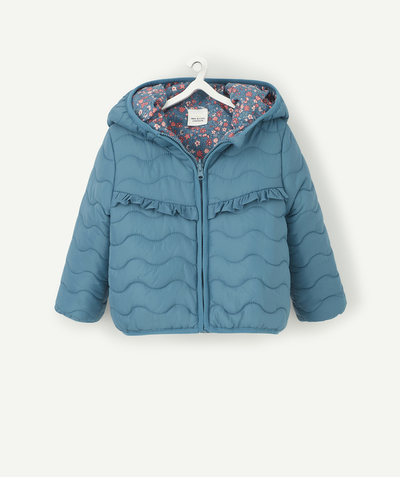 Nice and warm radius - BABY GIRLS' REVERSIBLE BLUE PUFFER JACKET WITH RECYCLED PADDING