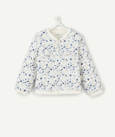 Baby-girl radius - BABY GIRLS' ZIPPED AND FLOWER-PATTERNED JACKET IN RECYCLED COTTON