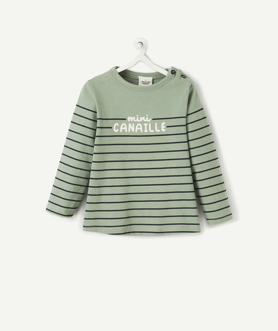 Outlet radius - BABY BOYS' GREEN ORGANIC COTTON T-SHIRT WITH MESSAGE