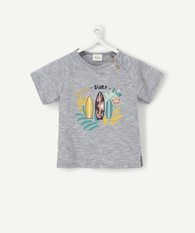 T-shirty - Koszulki Rayon - T-SHIRT W PASKI Z SURFERSKIM MOTYWEM Z BAWEŁNY EKOLOGICZNEJ