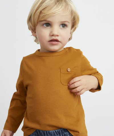Private sales radius - BABY BOYS' OCHRE COTTON T SHIRT WITH A POCKET