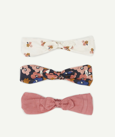 Girl radius - SET OF THREE FLORAL AND PLAIN HAIR BANDS WITH BOWS
