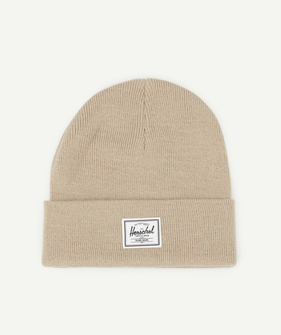 All collection Sub radius in - BEIGE MIXED KNIT BEANIE HAT WITH TURN-UP