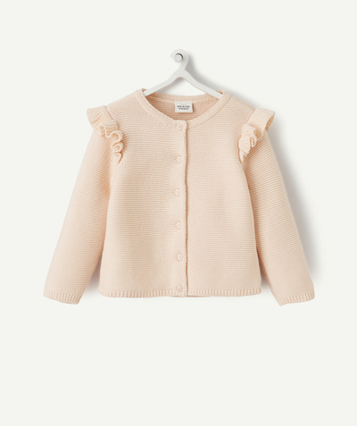 Basics radius - PINK KNITTED JACKET WITH FRILLY DETAILS