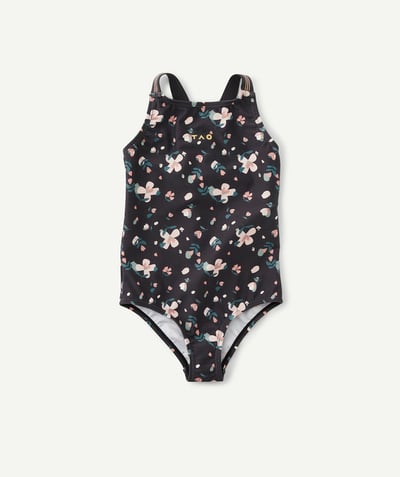 Girl radius - GIRLS' ONE-PIECE SWIMSUIT WITH A CROSSOVER BACK AND FLORAL PRINT