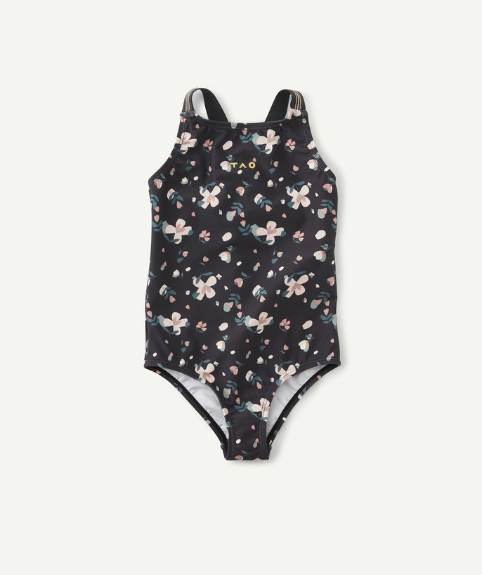 Sportswear radius - GIRLS' ONE-PIECE SWIMSUIT WITH A CROSSOVER BACK AND FLORAL PRINT