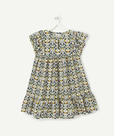 Low prices  radius - GIRLS' DRESS WITH COLOURED MOTIFS AND FRILLS