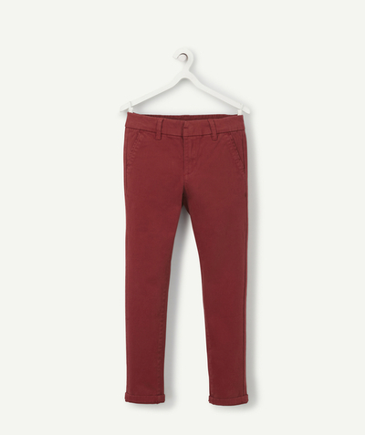 Spodnie - Spodnie dresowe Rayon - BORDOWE SPODNIE CHINOSY DLA CHŁOPCA