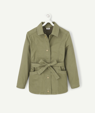 Girl radius - GIRLS' KHAKI PARKA WITH A BELT AND NARROWED AT THE WAIST
