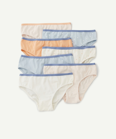 Girl radius - PACK OF SEVEN PAIRS OF GIRLS' KNICKERS IN ORGANIC COTTON, PLAIN AND SPOTTED