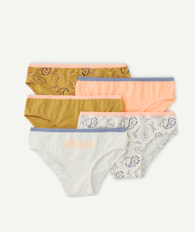 UNDERWEAR  Tao Categories - PACK OF 5 ORGANIC COTTON FLUORESCENT AND PAISLEY PRINT PANTS