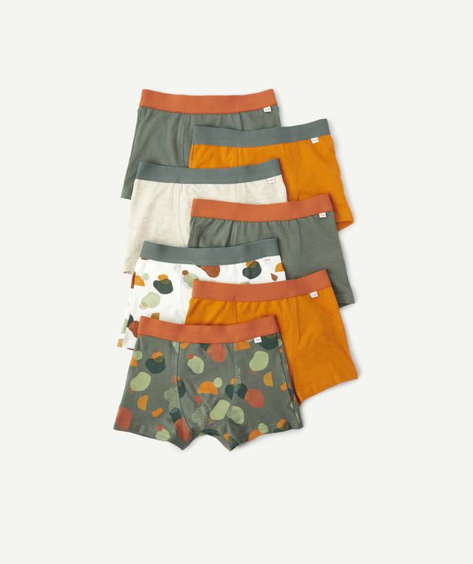 Underwear radius - PACK OF SEVEN PAIRS OF BOYS' PRINTED AND PLAIN ORGANIC COTTON BOXER SHORTS
