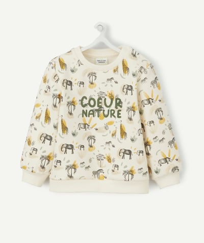 Back to school collection radius - CREAM SWEATSHIRT IN RECYCLED COTTON WITH AN ANIMAL PRINT